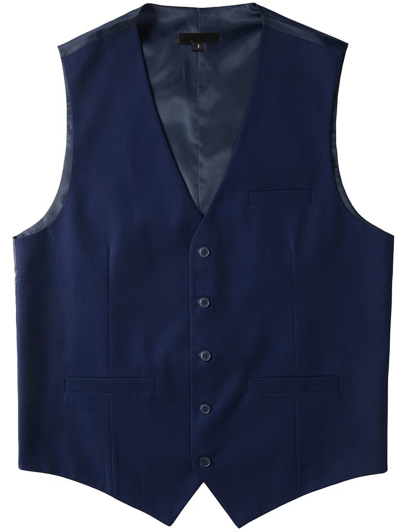 ZEROYAA Men's Hipster Urban Design 3 Pockets Business Formal Dress Vest for Suit Tuxedo ZLSV16 Navy X-Large - Image 4